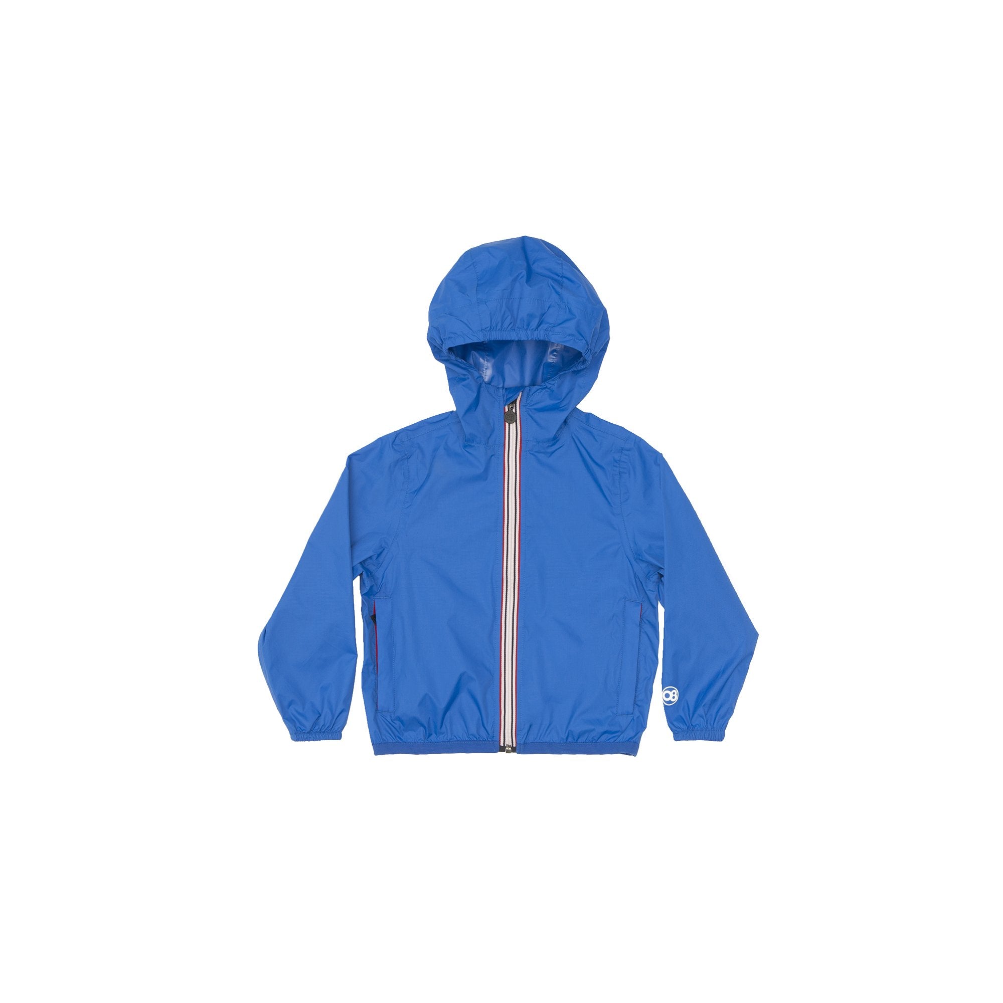 Kids royal blue full zip packable rain jacket and windbreaker - Horizon Bliss