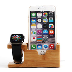 2 in 1 Bamboo Wood Charging Station Stand 3 USB for iPhone & - Horizon Bliss