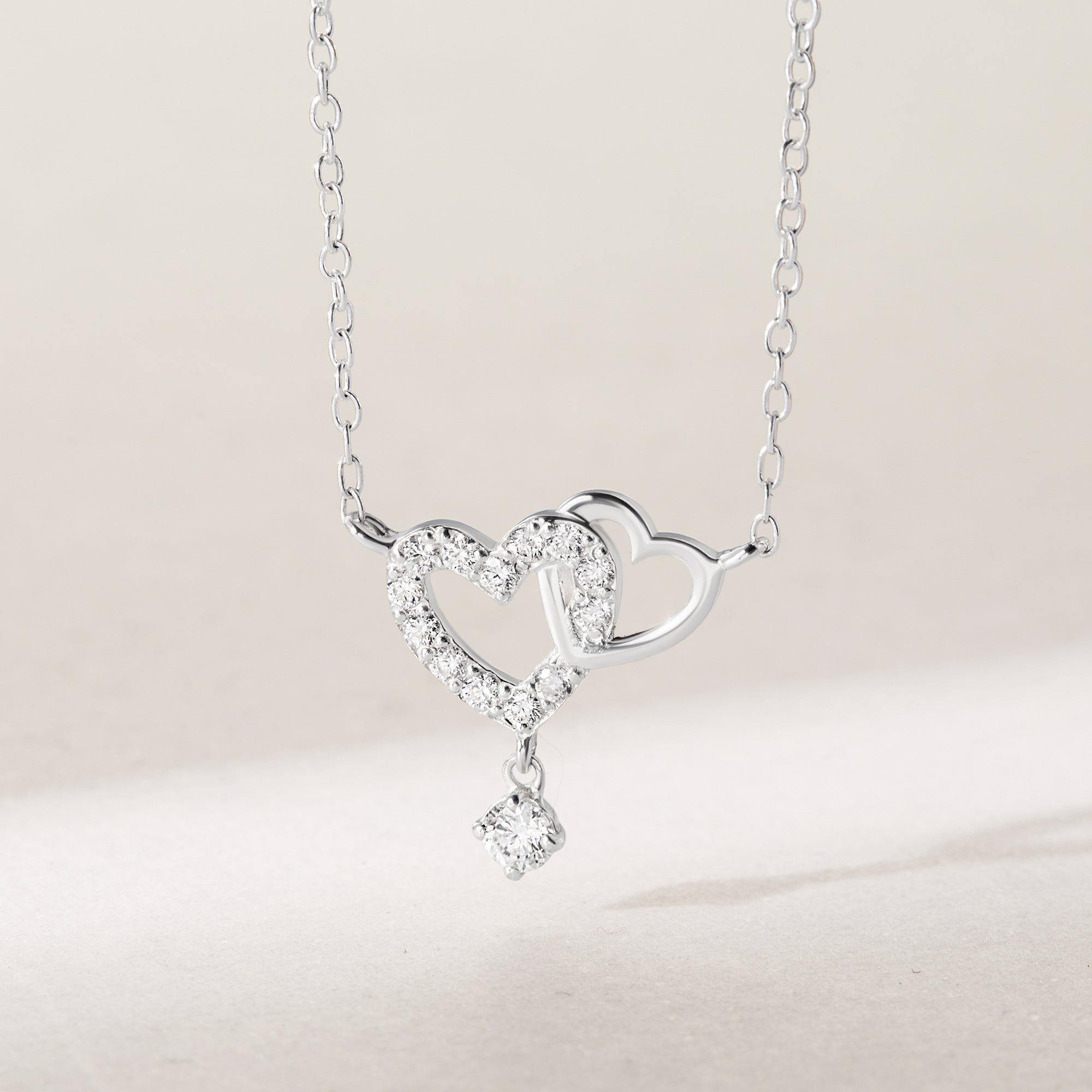 Heart Link Necklace, Interwined Heart Silver Necklace, Women Necklace - Horizon Bliss