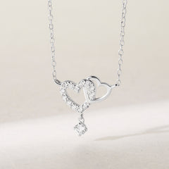 Heart Link Necklace, Interwined Heart Silver Necklace, Women Necklace - Horizon Bliss