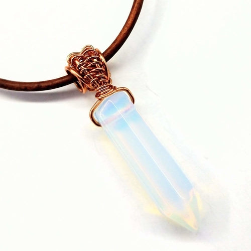 Vegan Friendly Wire Wrapped Pointed Crystal Necklace