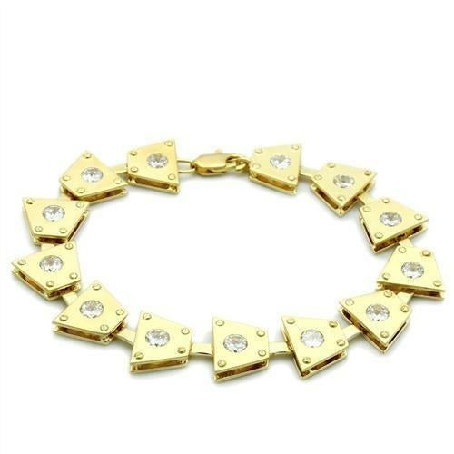 LO2002 - Matte Gold & Gold Brass Bracelet with AAA Grade CZ  in Clear