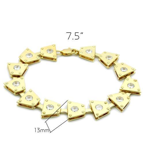 LO2002 - Matte Gold & Gold Brass Bracelet with AAA Grade CZ  in Clear