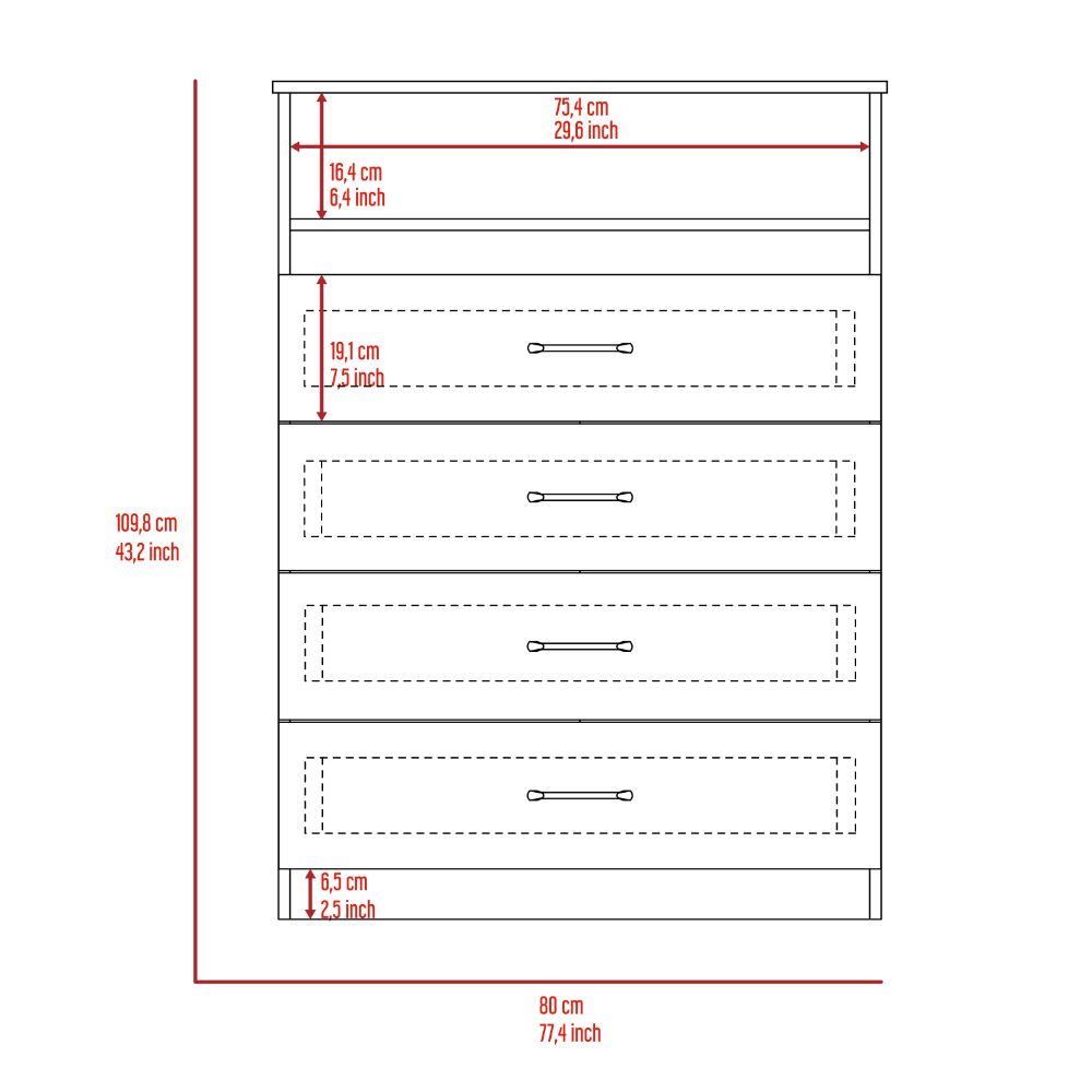 Dresser Atlanta, Four Drawers, White Finish - Horizon Bliss