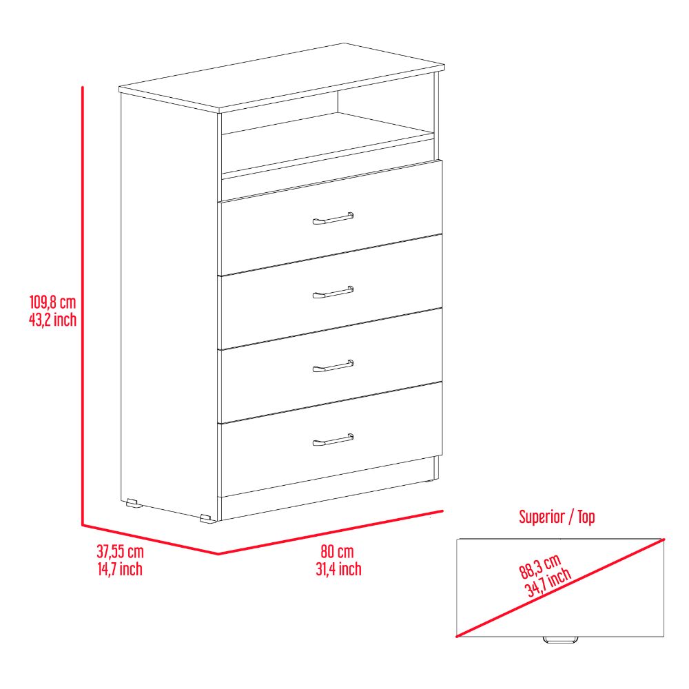 Dresser Atlanta, Four Drawers, White Finish - Horizon Bliss