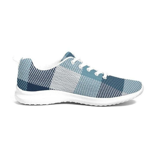 Mens Sneakers, Blue Plaid Low Top Canvas Running Shoes - Horizon Bliss