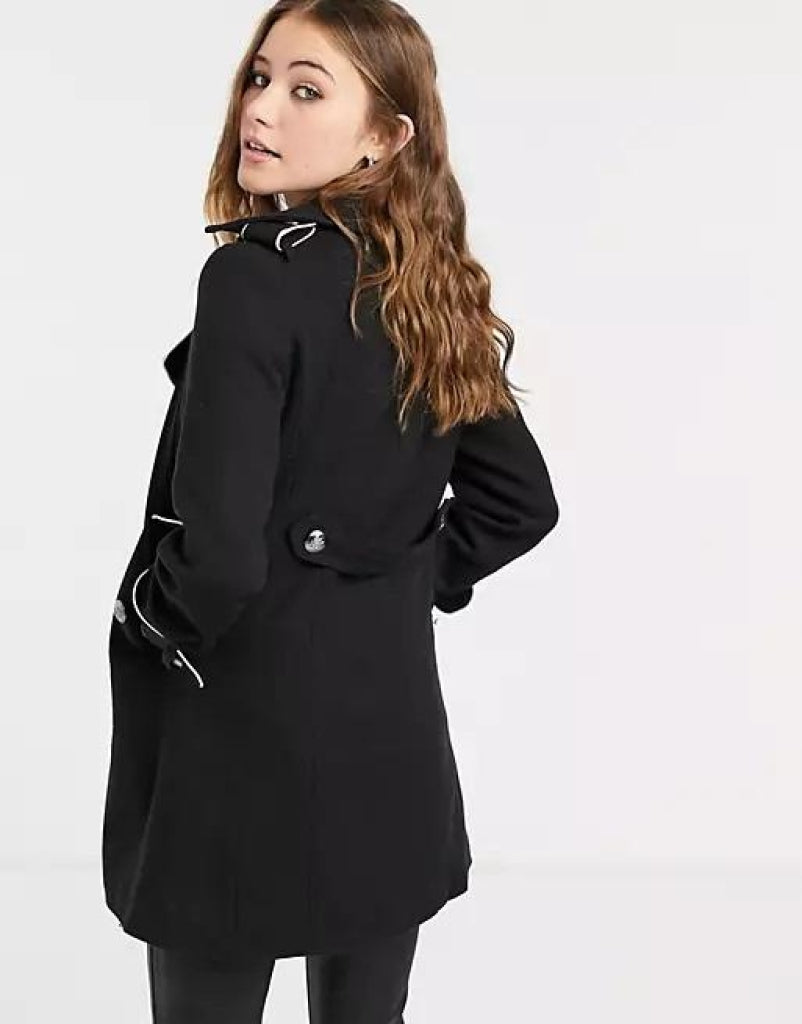 Military Coat with Contrast Buttons (C10215) - Horizon Bliss