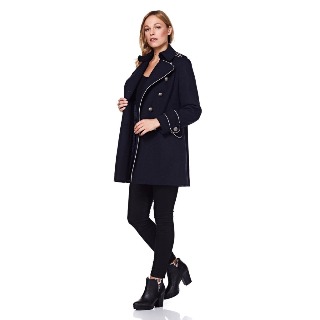 Military Coat with Contrast Buttons (C10215) - Horizon Bliss