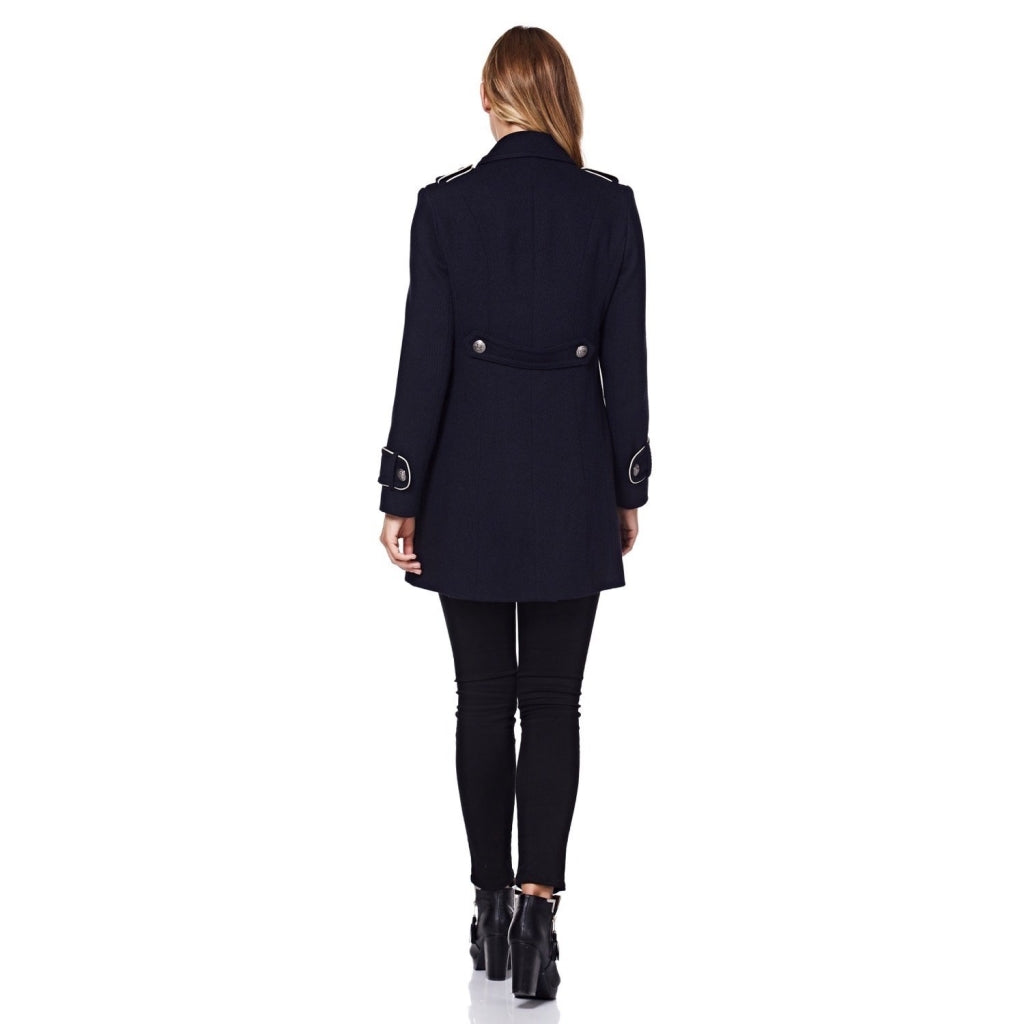 Military Coat with Contrast Buttons (C10215) - Horizon Bliss