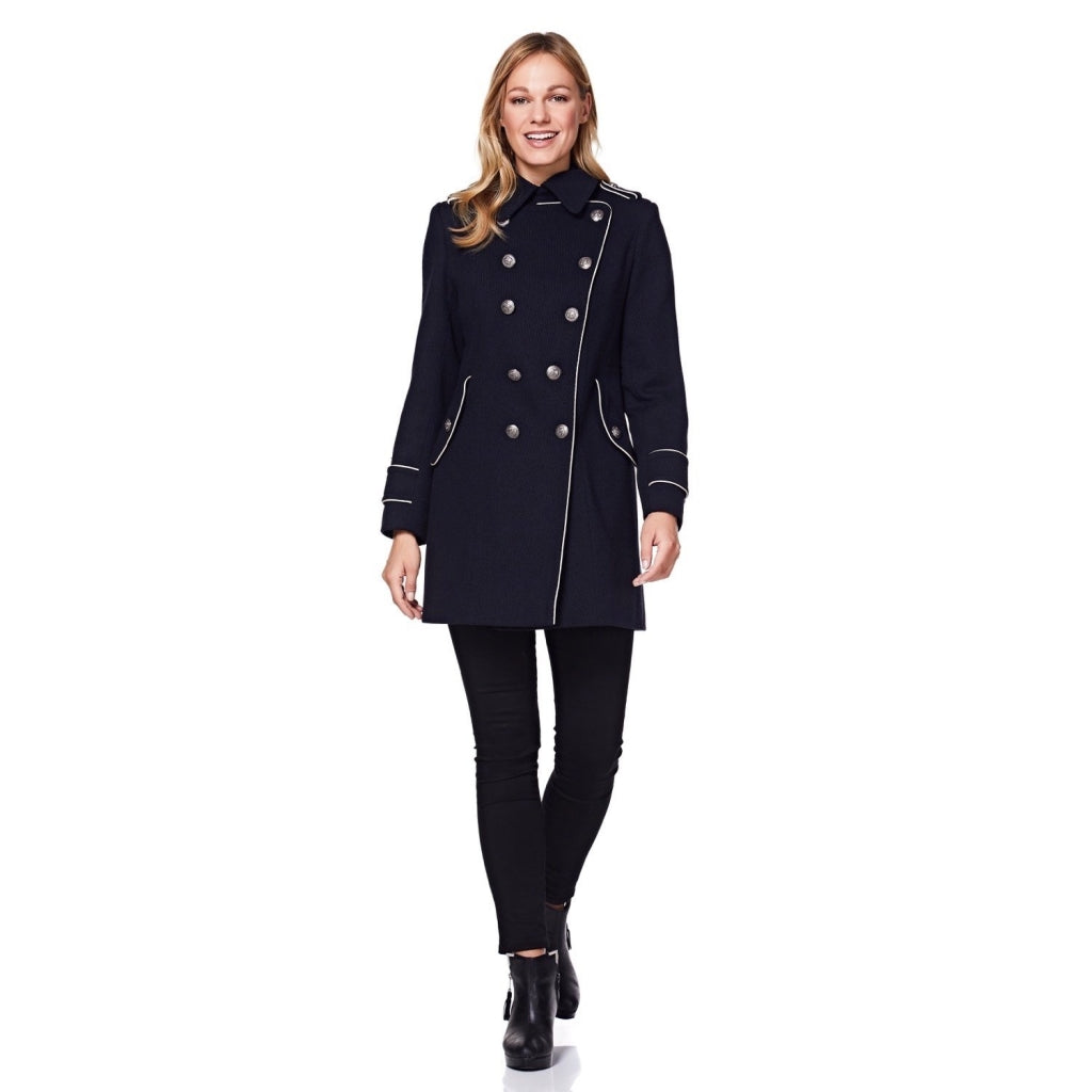 Military Coat with Contrast Buttons (C10215) - Horizon Bliss