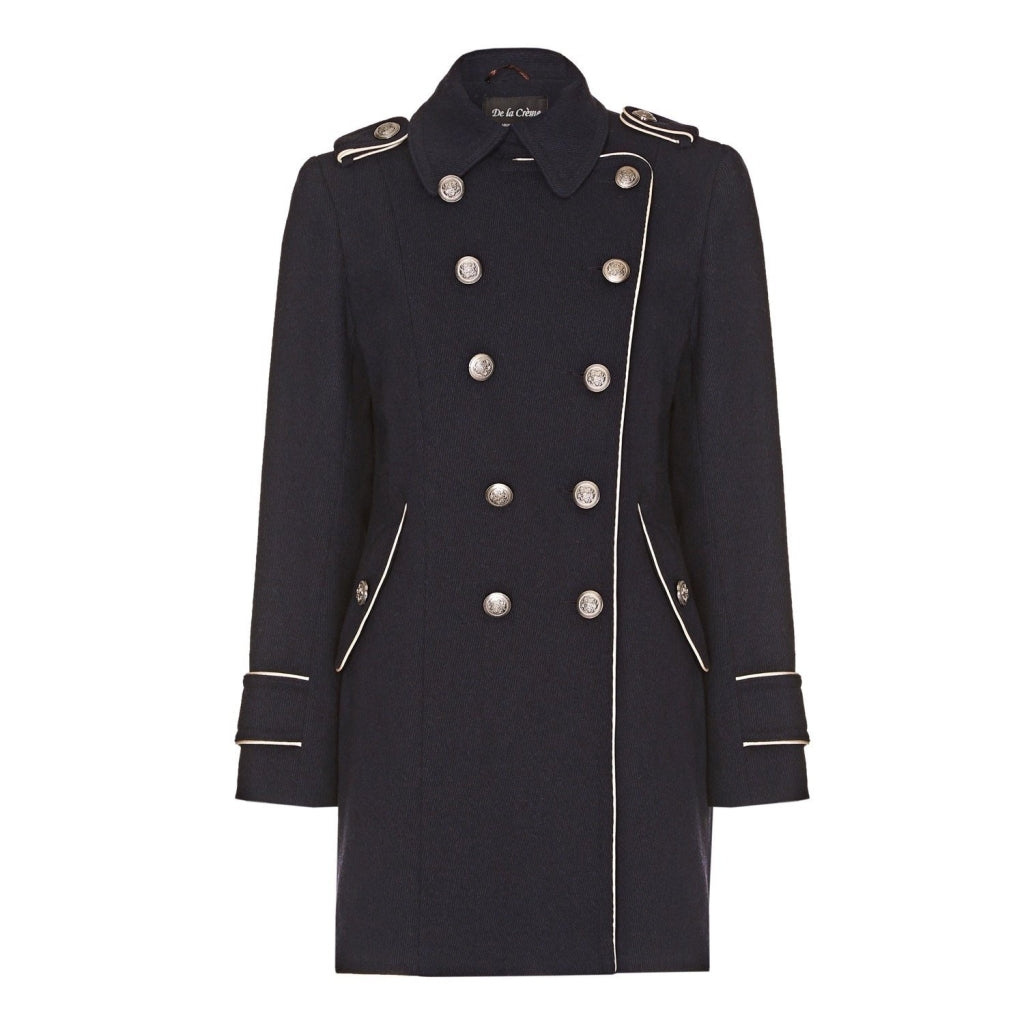 Military Coat with Contrast Buttons (C10215) - Horizon Bliss