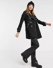 Military Coat with Contrast Buttons (C10215) - Horizon Bliss