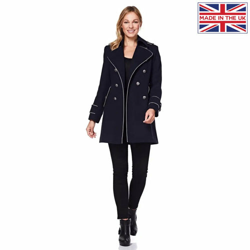 Military Coat with Contrast Buttons (C10215) - Horizon Bliss