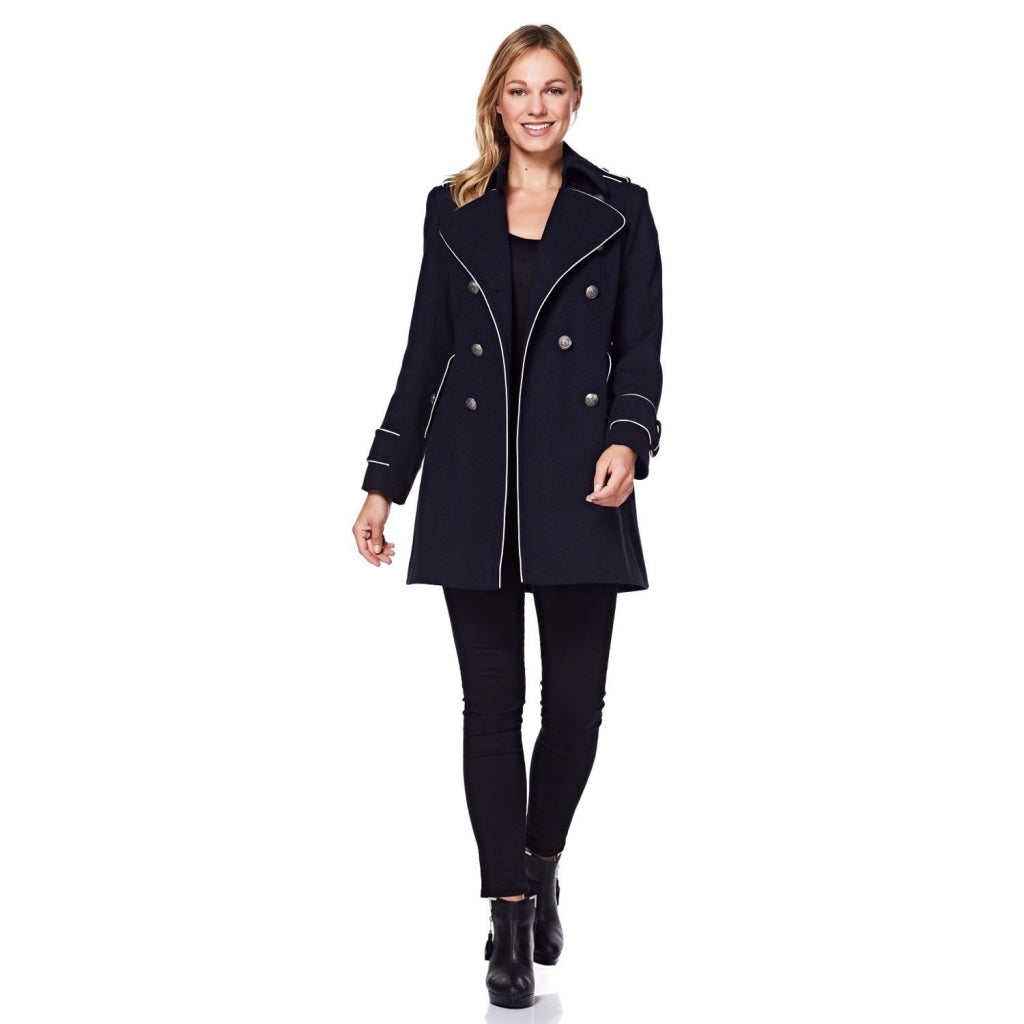 Military Coat with Contrast Buttons (C10215) - Horizon Bliss