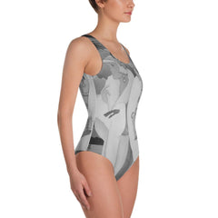 Palm Beach Blue One-Piece Swimsuit Black and White - Horizon Bliss