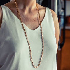 Textured link long chain Necklace - Horizon Bliss