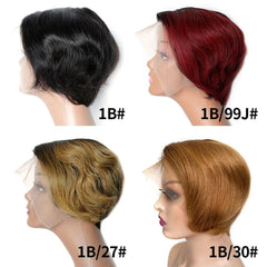 Ombre Short Bob Pixie Cut 13x4x1 T Lace Front Straight Human Hair Wigs - Horizon Bliss