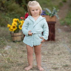 OrganicEra Muslin Bathrobe,Aqua - Horizon Bliss