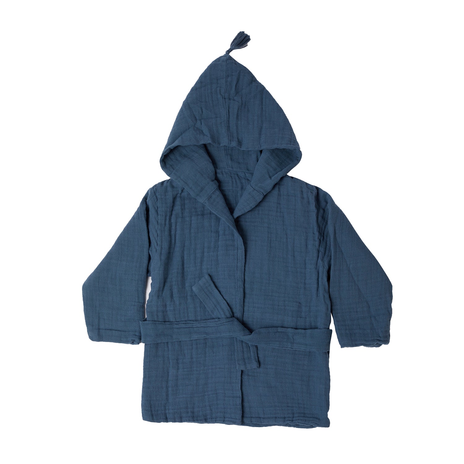 OrganicEra Muslin Bathrobe,Indigo - Horizon Bliss