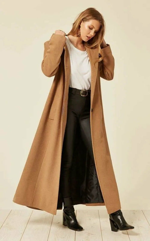 Oversized Wool Blend Hooded Long Coat (1716) - Horizon Bliss