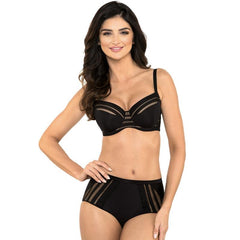 Full Figure Padded Striped Bra Gorteks Luna Black - Horizon Bliss