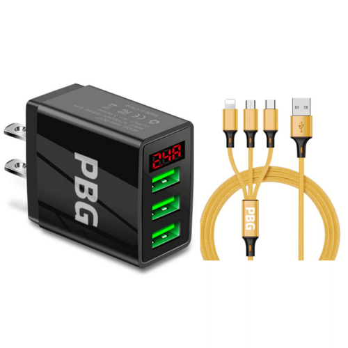 PBG 3 port LED Display Wall Charger  and 3 in 1 Cable Bundle - Horizon Bliss