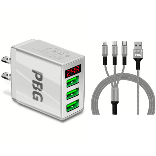 PBG 3-in-1 Fast Charging Cable with LED Display Wall Charger - Horizon Bliss