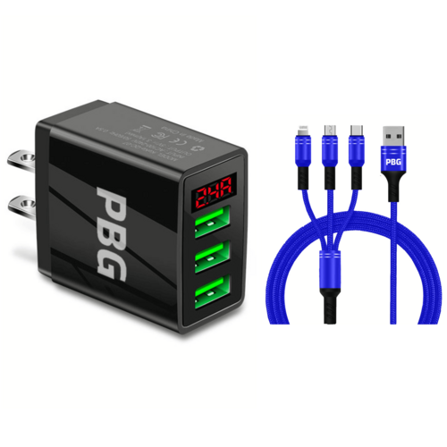 PBG 3 port LED Display Wall Charger  and 3 in 1 Cable Bundle - Horizon Bliss