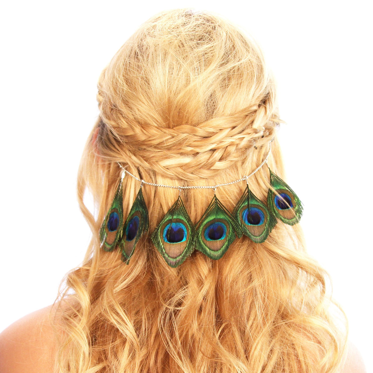 Peacock Feather Hair Grip