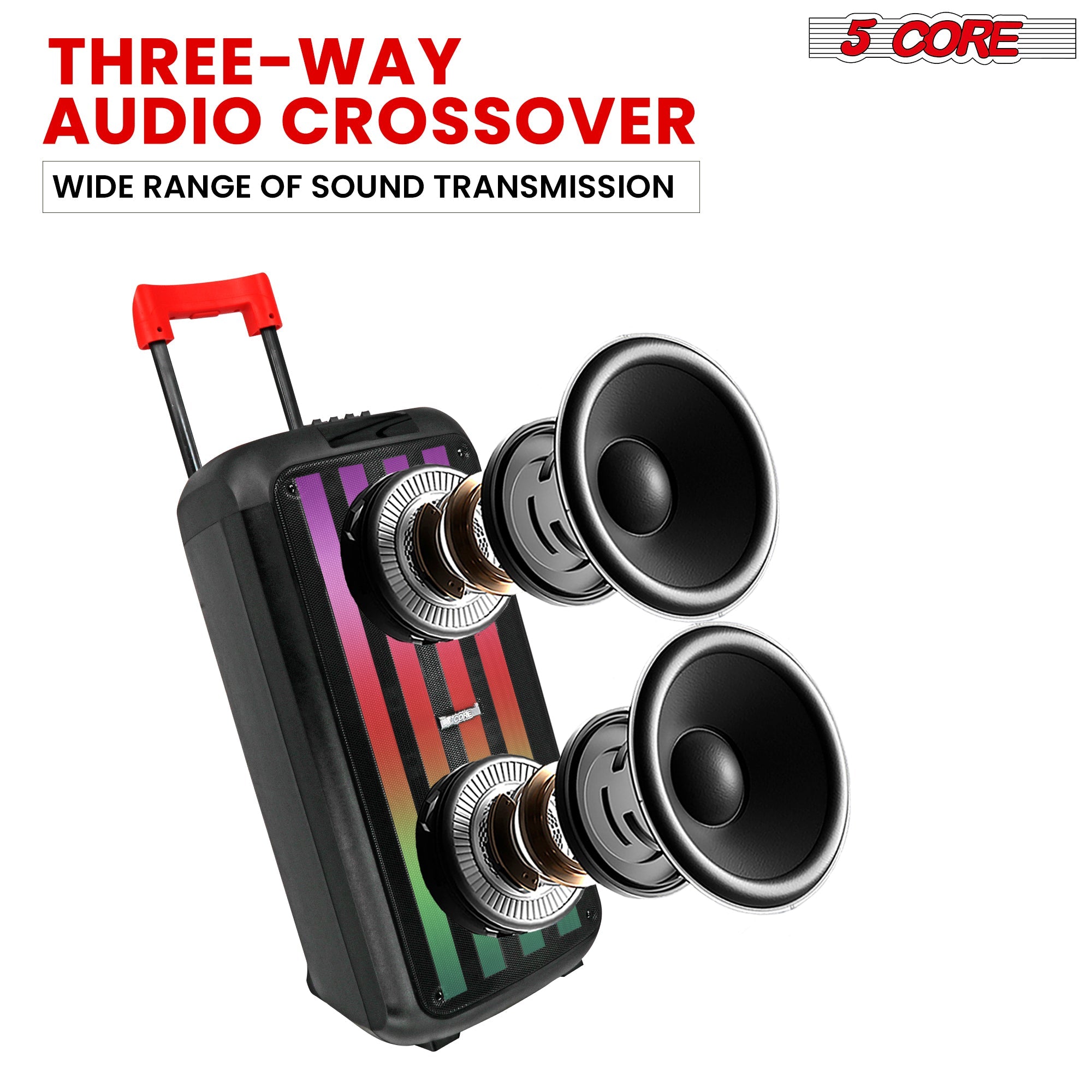 5 Core 8 In Bluetooth Speaker Boom Box Party Karaoke Machine Portable