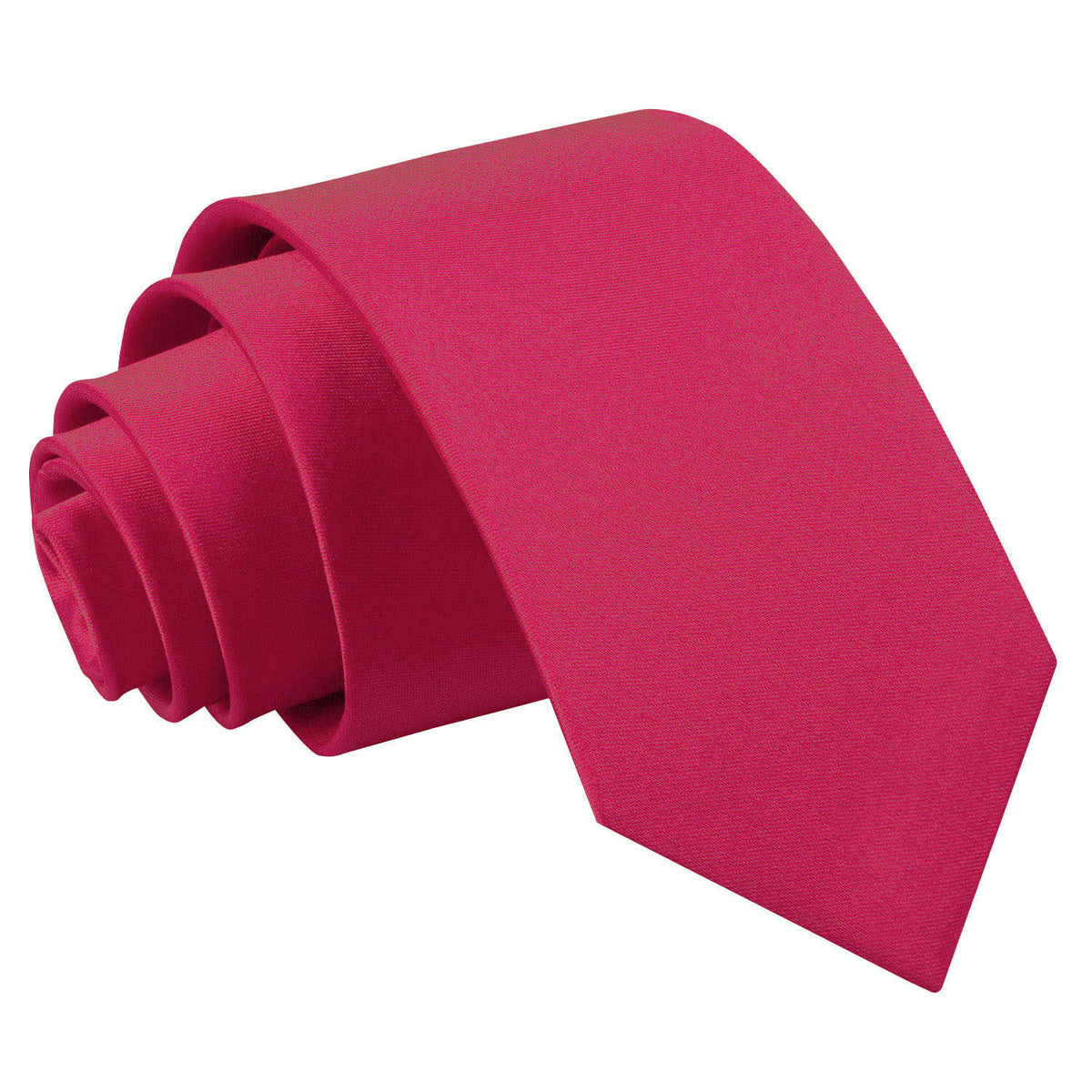 Plain Satin Slim Tie - Crimson Red