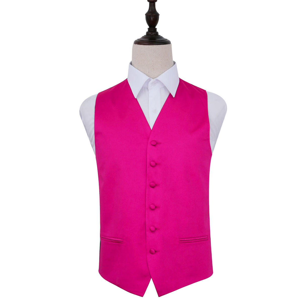 Plain Satin Waistcoat - Hot Pink, 40'