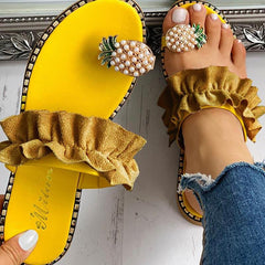 Summer Beach Pineapple Flat Slippers Outside Slides Ladies Shoes - Horizon Bliss