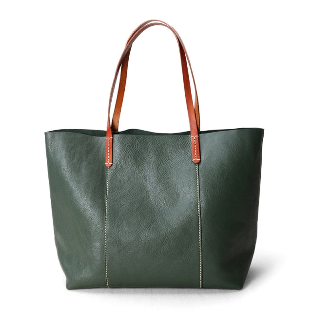 Genuine Leather Simple Tote