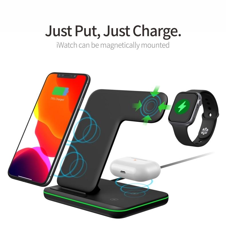 Ninja 15W 3 in 1 Fast Wireless Charging Station for Mobile Phones - Horizon Bliss