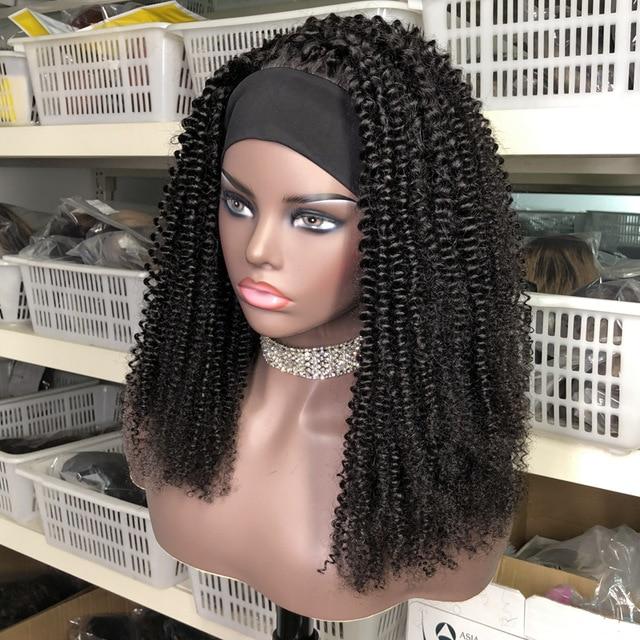 Headband Wig Afro Kinky Curly Human Hair Scarf Wig No GLUE Easy Wear - Horizon Bliss