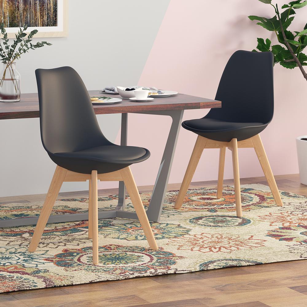 Furgle Black 4Pcs Mid-Century Modern Style Plastic Shell Dining Chair