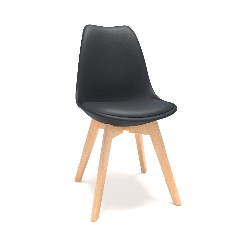 Furgle Black 4Pcs Mid-Century Modern Style Plastic Shell Dining Chair