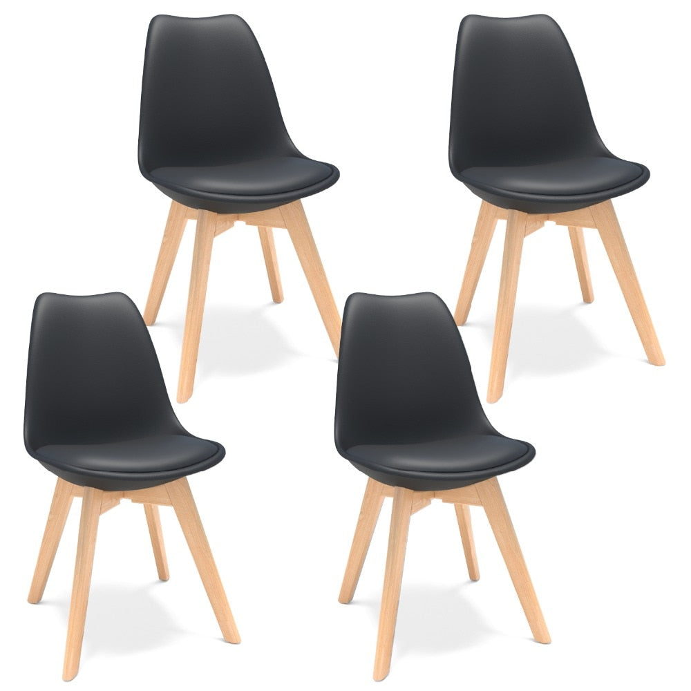 Furgle Black 4Pcs Mid-Century Modern Style Plastic Shell Dining Chair