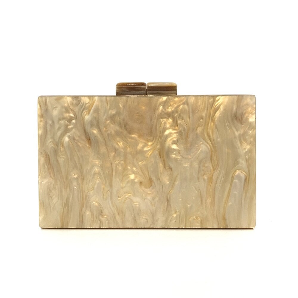 Acrylic Luxury Women Evening Bags With Chain Shoulder Golden Metal Day