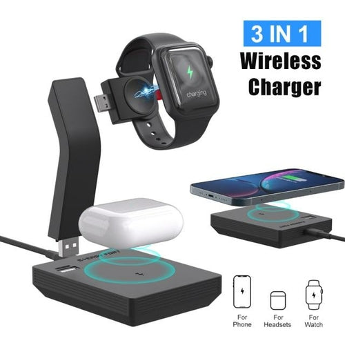 Ninja 15W 3 in 1 Fast Wireless Charging Station for Mobile Phones - Horizon Bliss