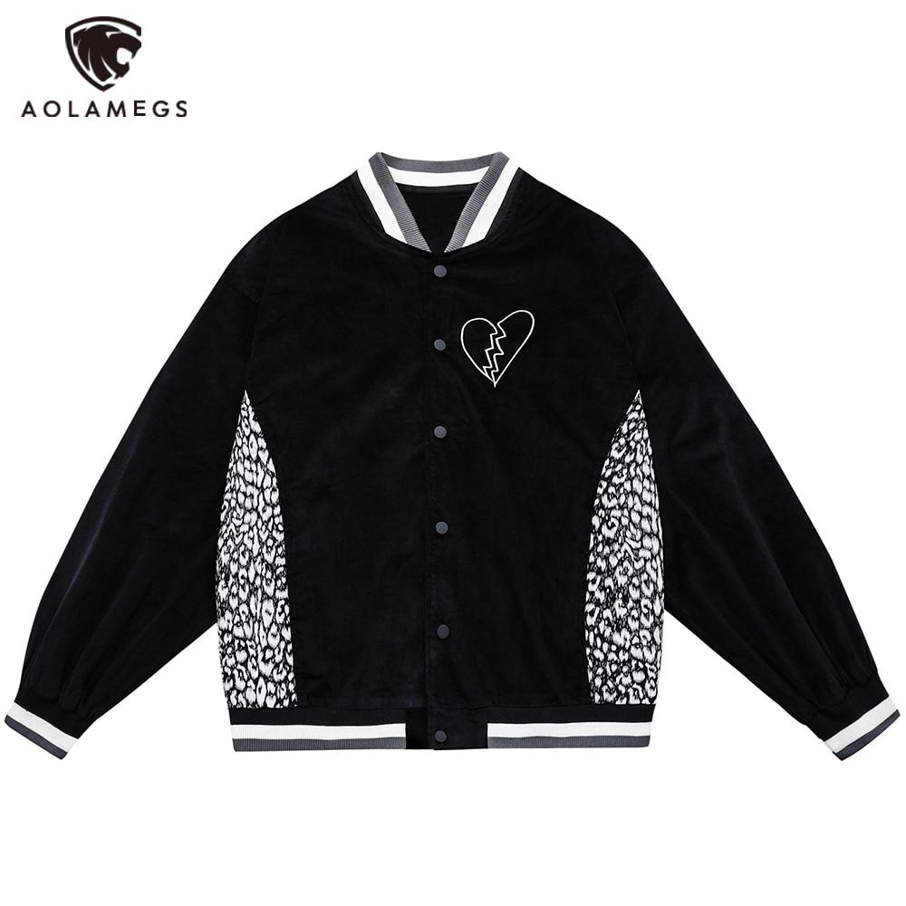 Jacket Men Leopard Patchwork Letter Embroidery Baseball Coat Japanese - Horizon Bliss