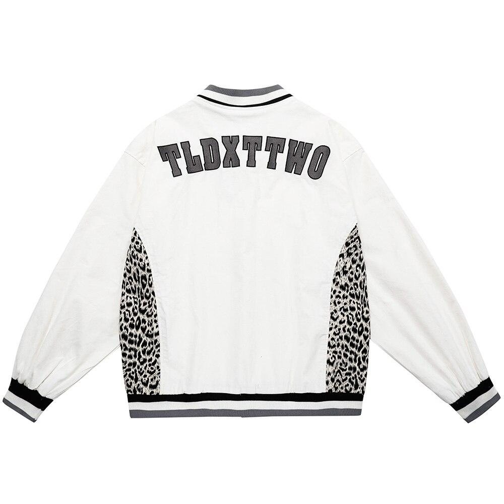 Jacket Men Leopard Patchwork Letter Embroidery Baseball Coat Japanese - Horizon Bliss