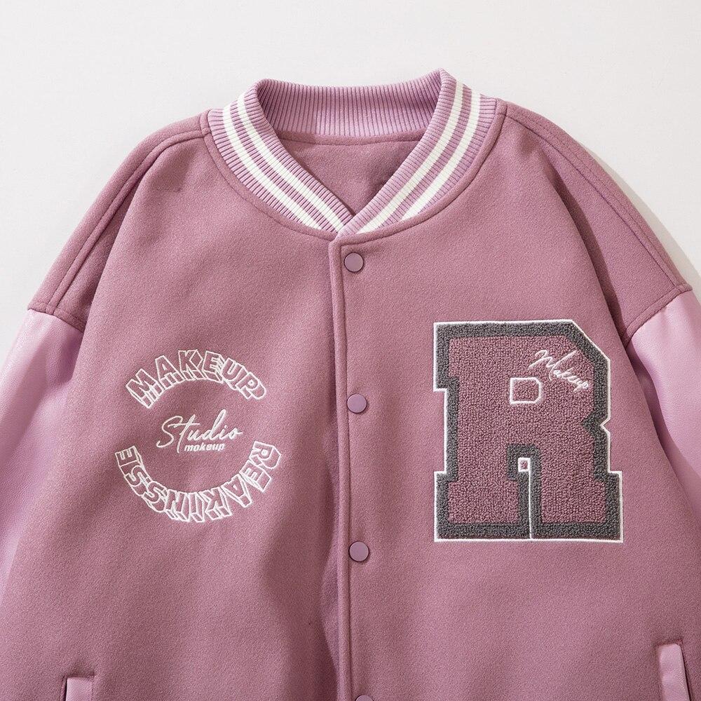 Varsity Jacket Men Leather Patchwork Letter Patch Baseball Coats - Horizon Bliss