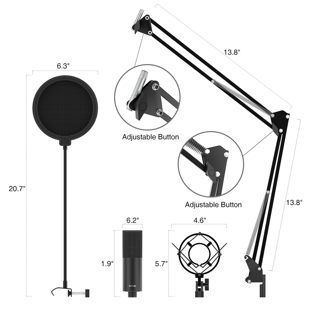 USB Condenser PC  Microphone with Adjustable desktop mic arm &shock - Horizon Bliss