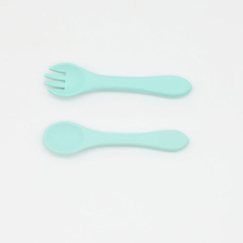 Baby Food Grade Complementary Food Training Silicone Spoon Fork Sets