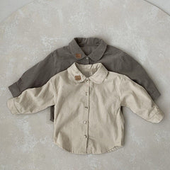 Baby Boy Solid Color Bear Patched Pattern Single Breasted Design Lapel