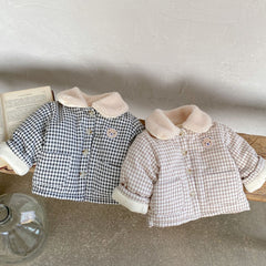 Baby Plaid Graphic Single Breasted Design Thickened Warm Winter Cotton