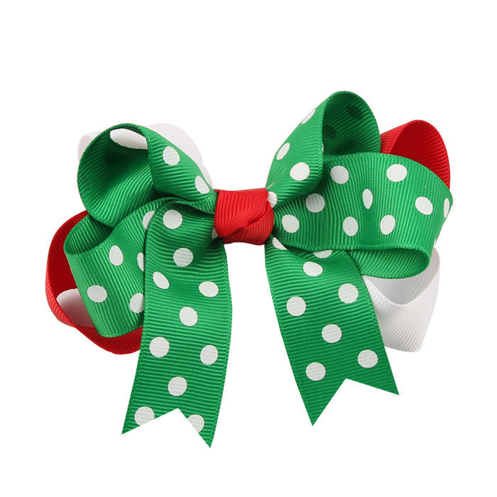 Christmas Various Pattern Dovetail Bow Shape Design Hair 5 Clips