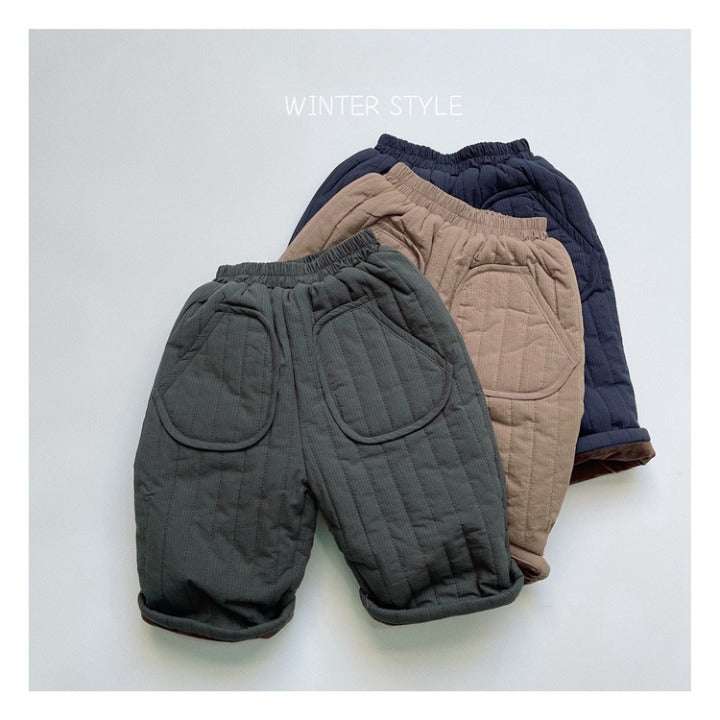 Baby Solid Color Cotton Quilted Winter Pants Outfits